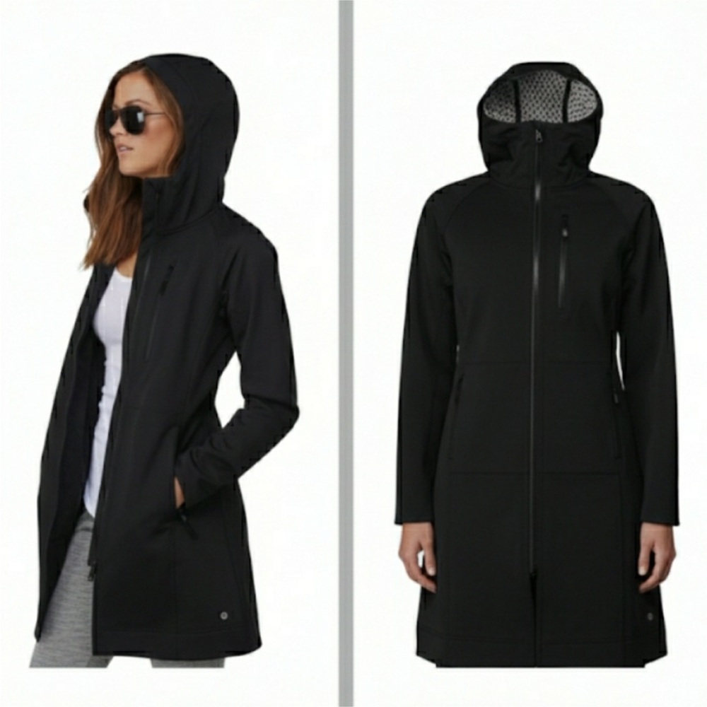 Lululemon Athletica Black Hooded trench‎ Jacket